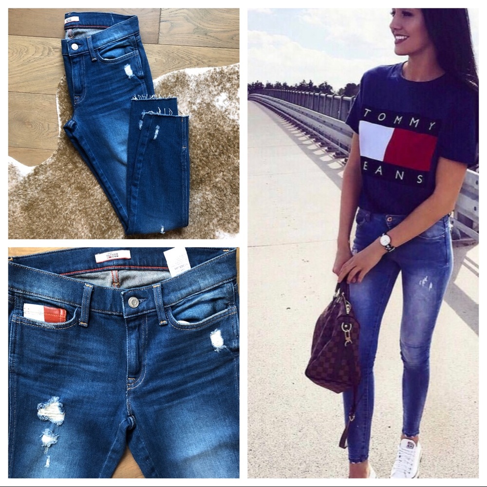 NWOT Tommy Hilfiger Distressed Denim Legging